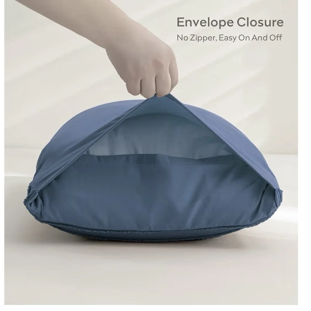 2 Pack Blue Pillowcases Standard Size,‎ Soft Microfiber Striped Tufted 20x26